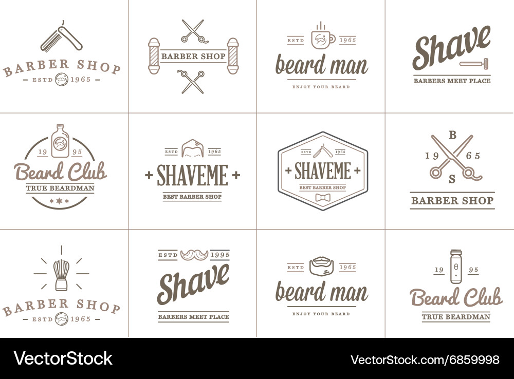 Barber Shop Icons & Elements Vector Image