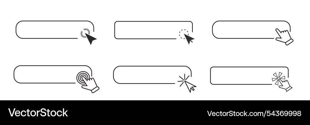 Click here line frame interface bar with cursor Click here line frame interface bar with cursor vector image