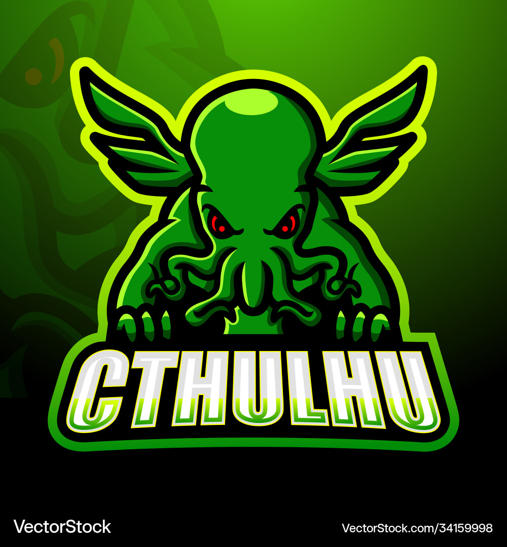 Green Cthulhu Mascot Logo Vector Image