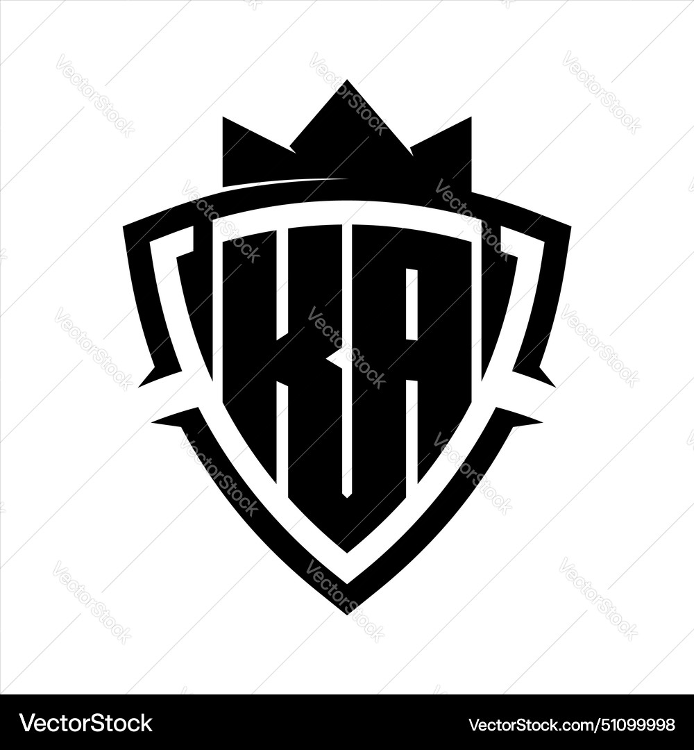 Ka letter bold monogram triangle curve shield Vector Image