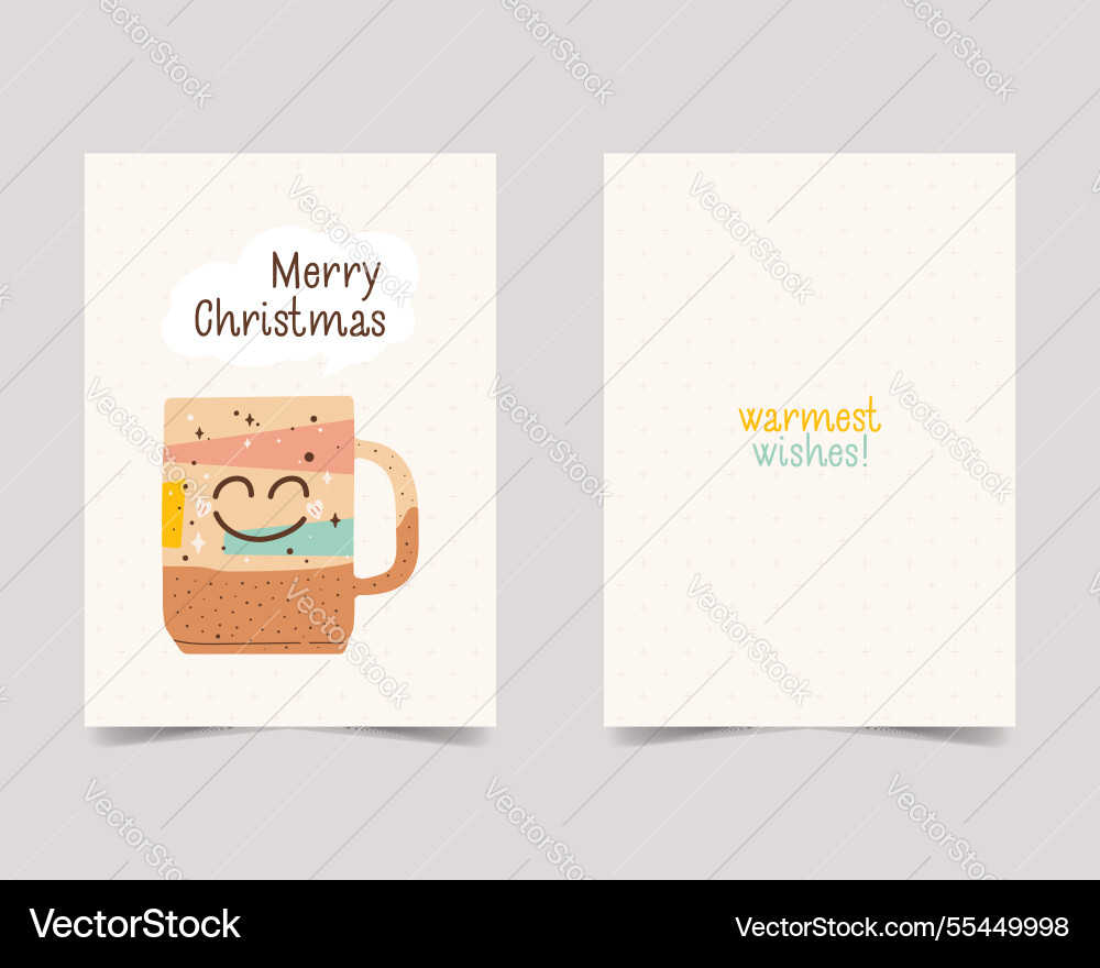 Merry christmas cards in cute flat style Merry christmas cards in cute flat style Vector Image