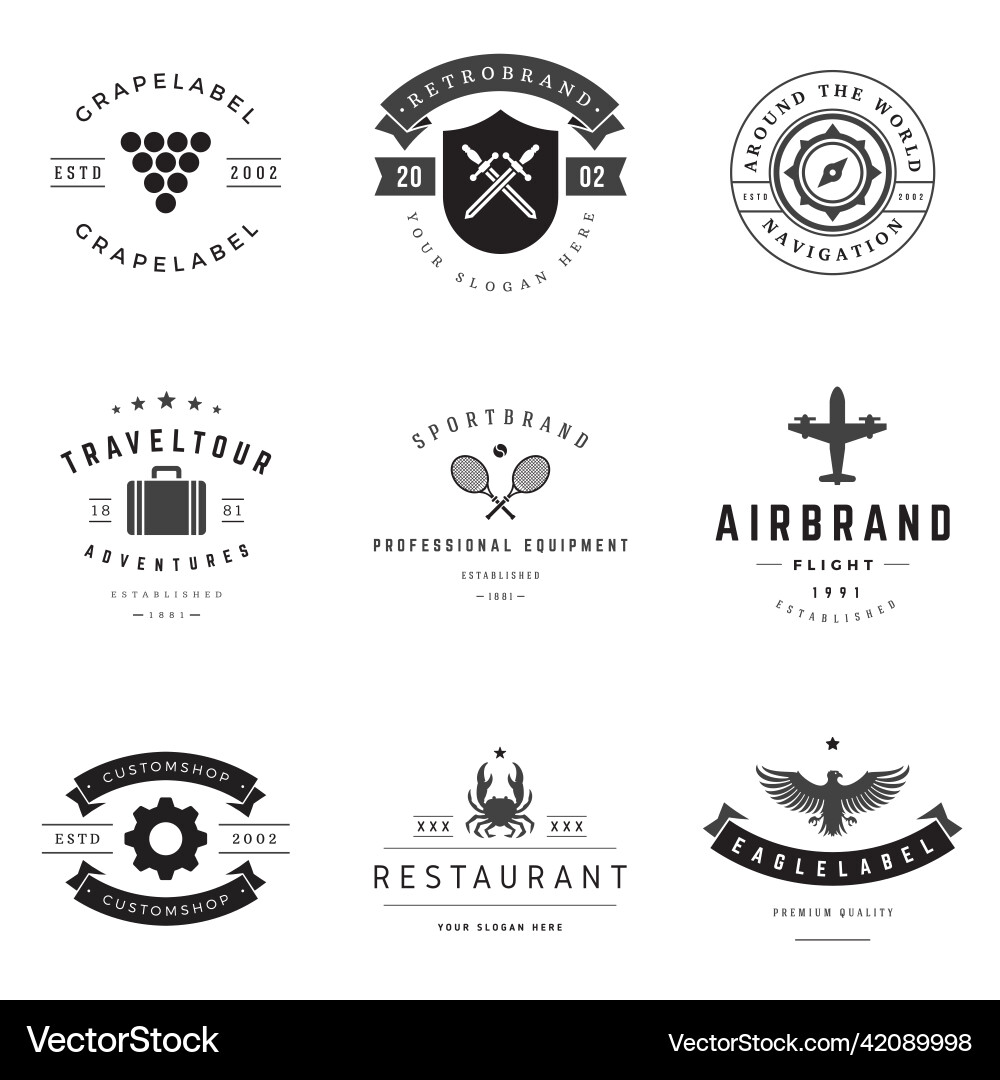Retro logotypes set Retro logotypes set vector image