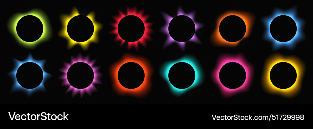 Set of circle illuminate light frames Set of circle illuminate light frames vector image
