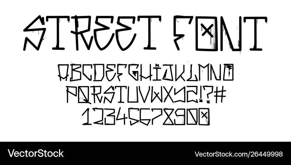 Tag graffiti font street alphabet vector image