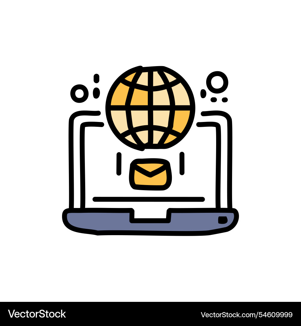 Computer and globe filled line design editable Computer and globe filled line design editable vector image