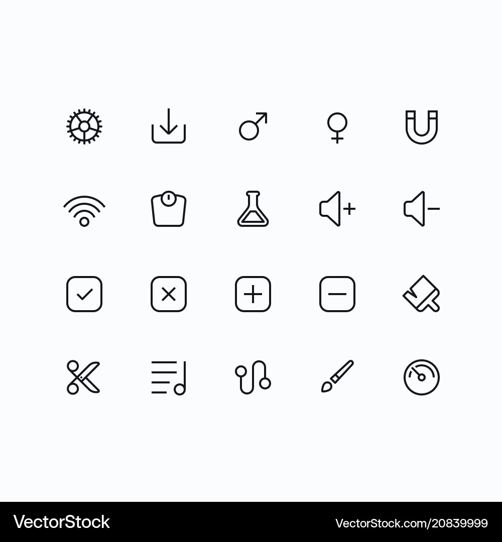 Outline icons for web and mobile thin 2 pixel Outline icons for web and mobile thin 2 pixel vector image