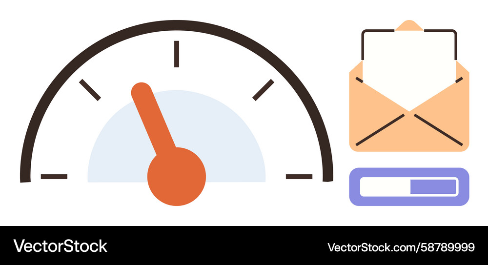 Performance dashboard with speed meter email Performance dashboard with speed meter email Vector Image