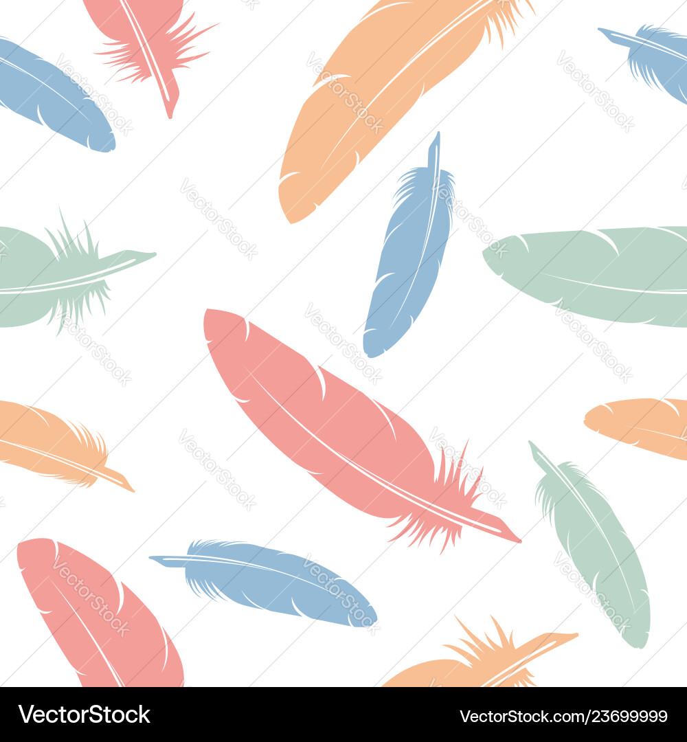 Seamless pattern of flying bird feathers vector image