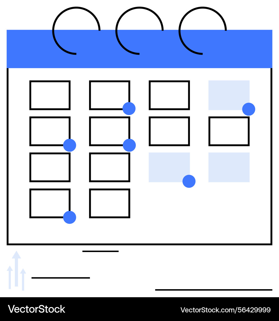 Simplified calendar layout with highlighted events Simplified calendar layout with highlighted events vector image
