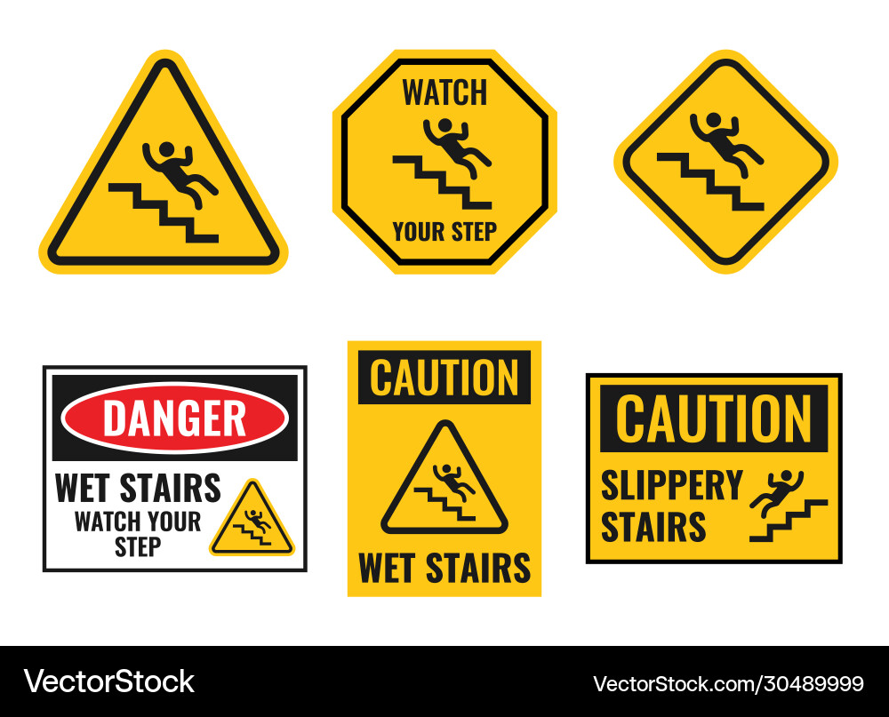 Slippery Stairs Warning Signs vector image