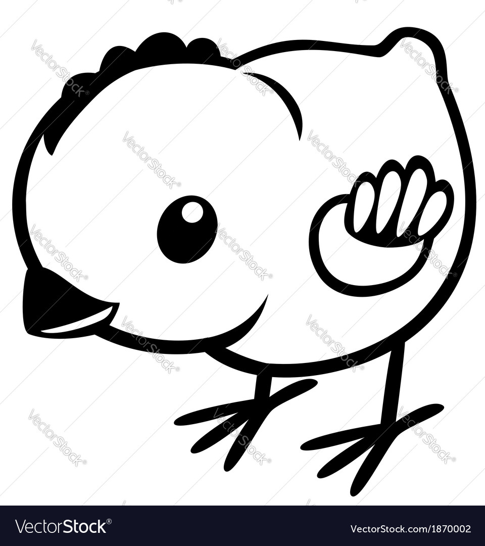 Cartoon chicken black white Royalty Free Vector Image - VectorStock