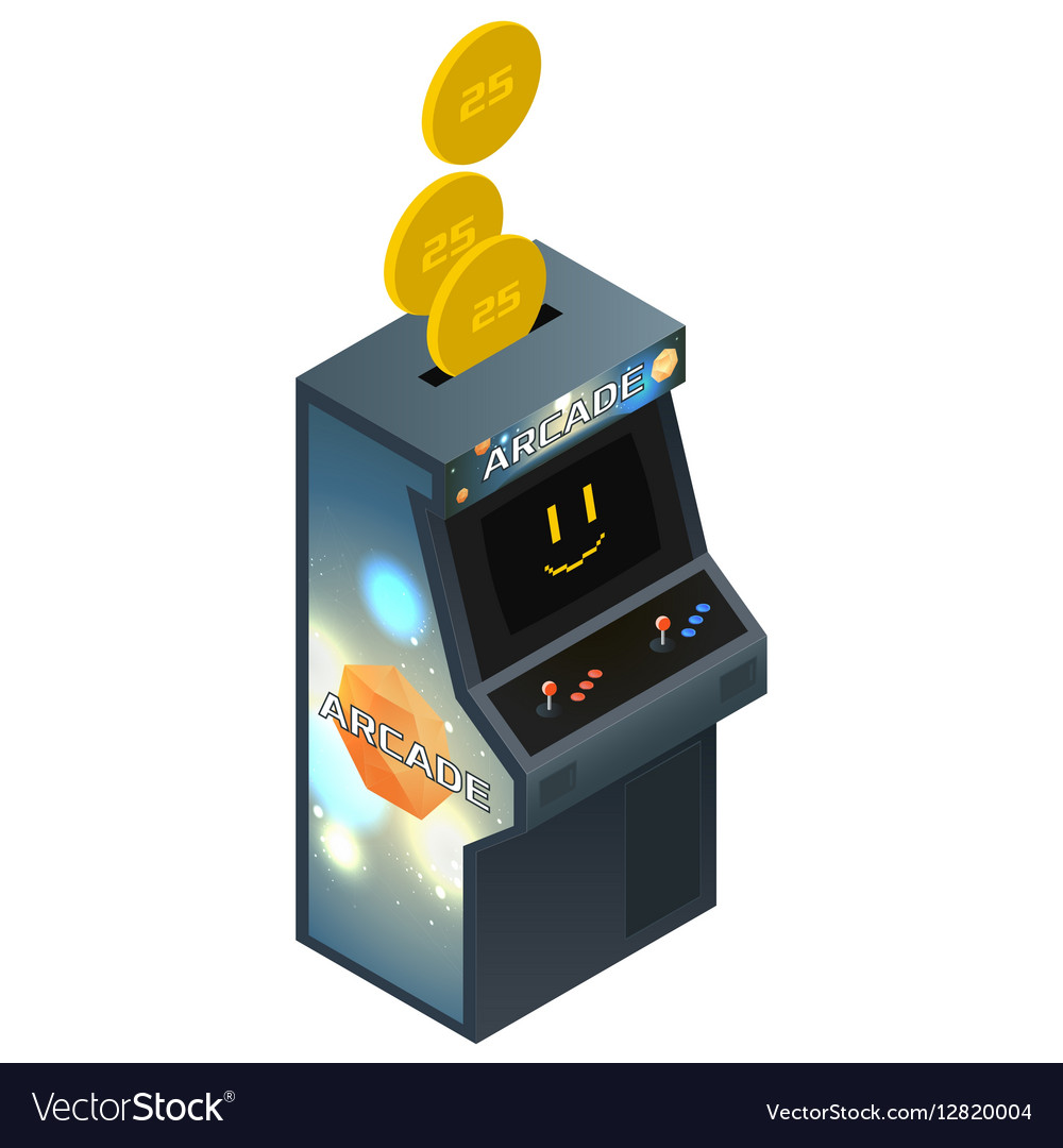 Isolated Arcade Game Cabinet Insert Coin Isometric Isolated Arcade Game Cabinet Insert Coin Isometric