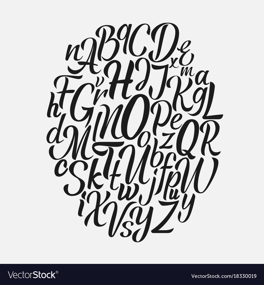Hand drawn lettering font brush script Royalty Free Vector Hand drawn lettering font brush script Royalty Free Vector