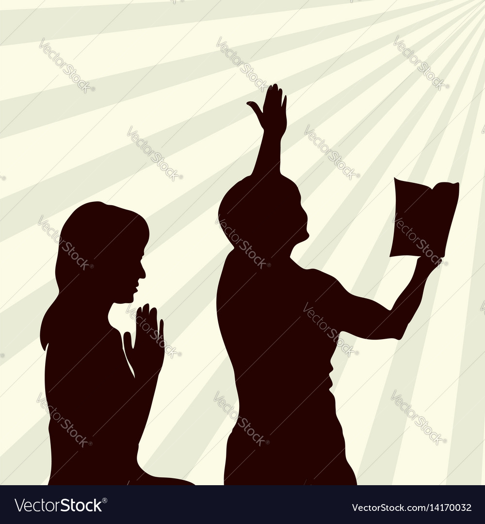 Download Silhouette of a praying woman Royalty Free Vector Image