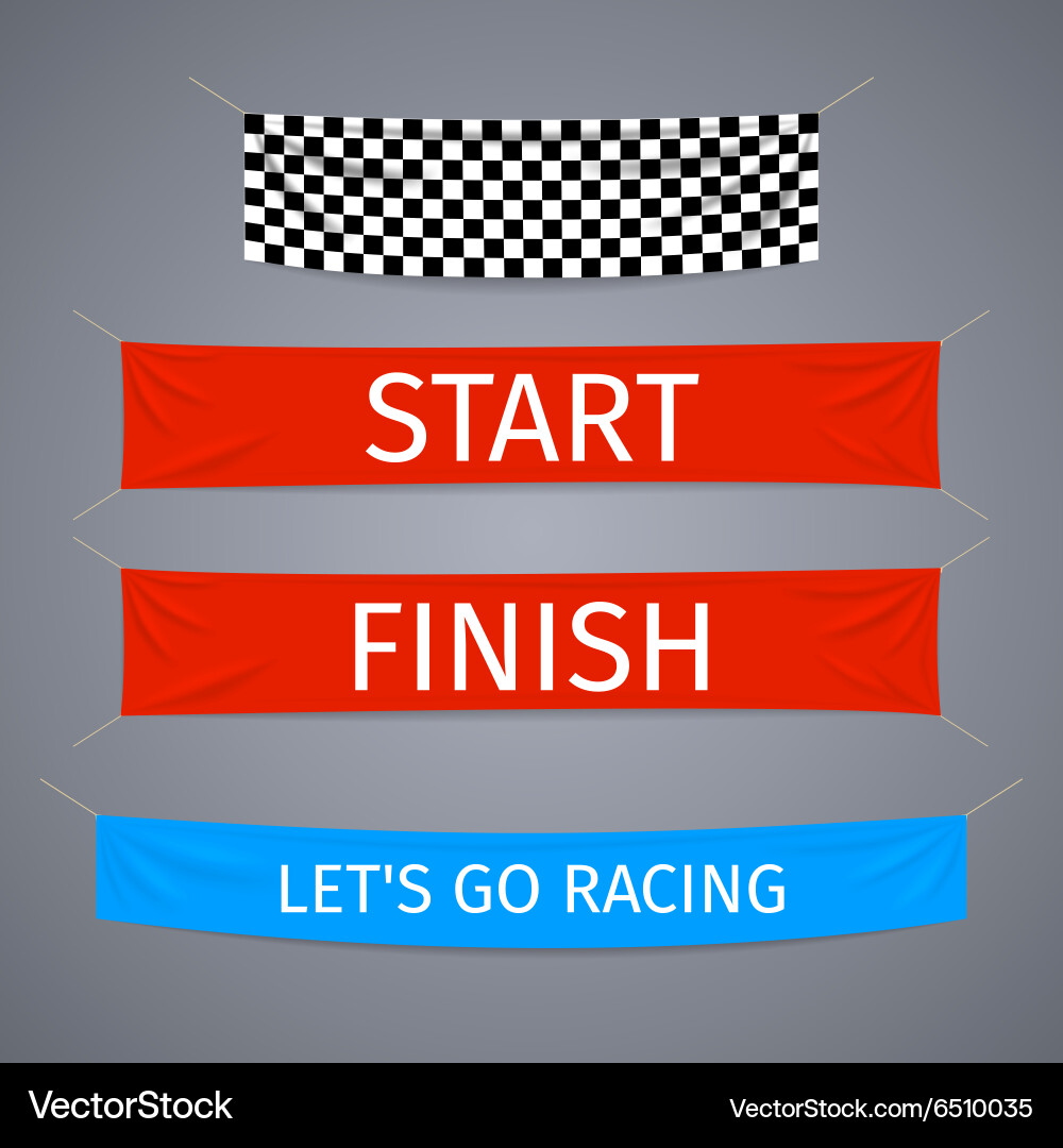 Start and finish textile banners set Royalty Free Vector