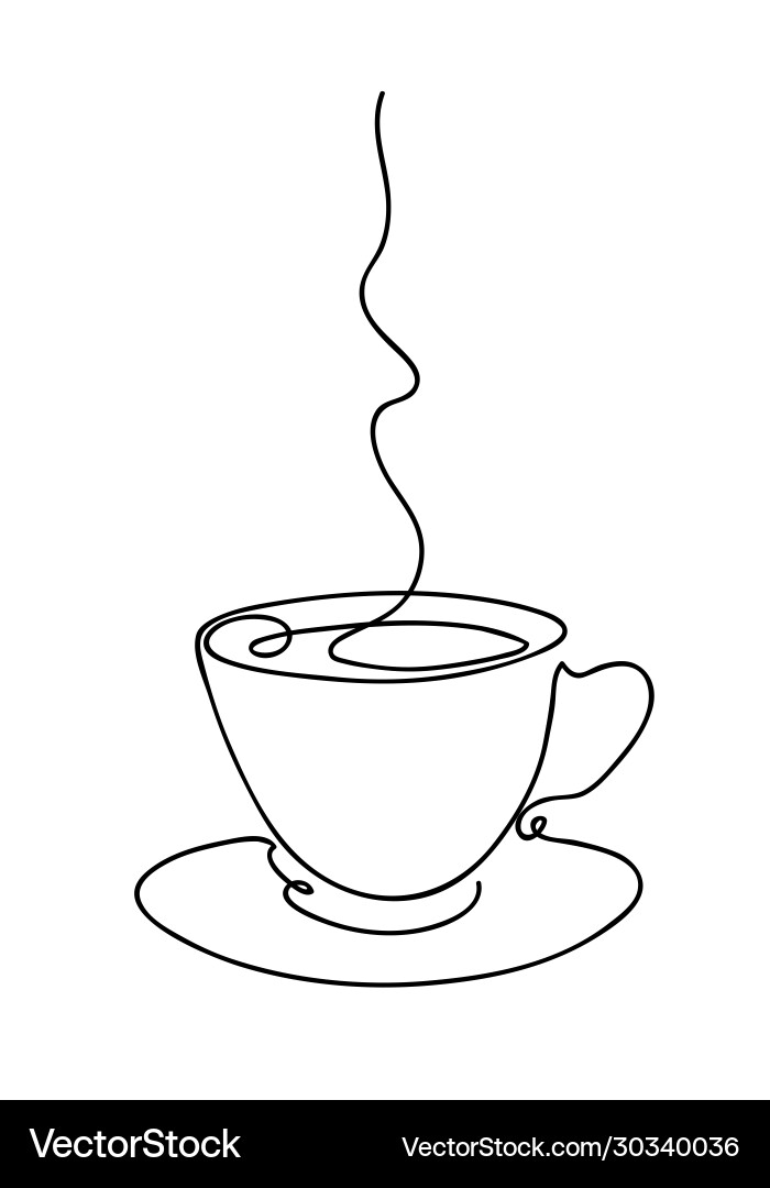 Cup Coffee Continuous Line Royalty Free Vector Image