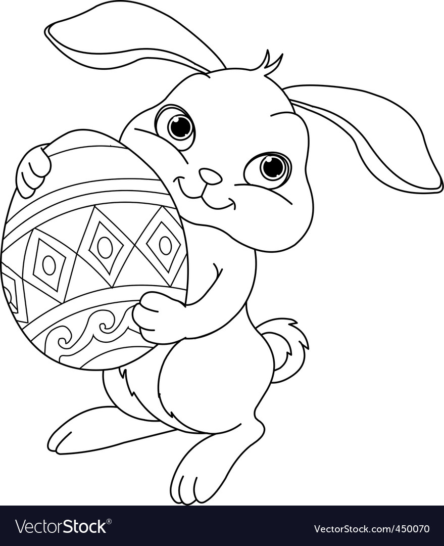 Easter bunny coloring page vector image