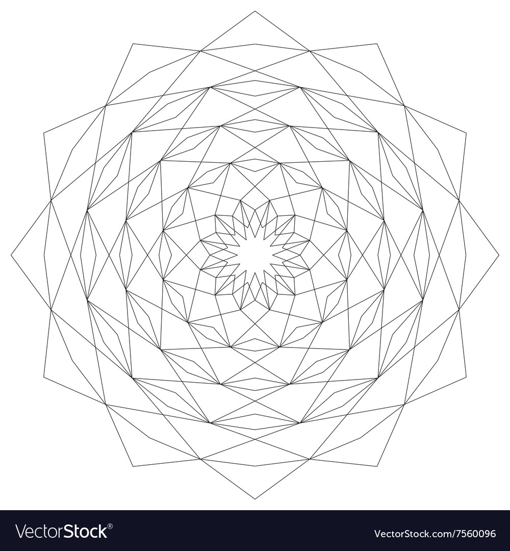 Adult coloring book page circular astral geometric vector image