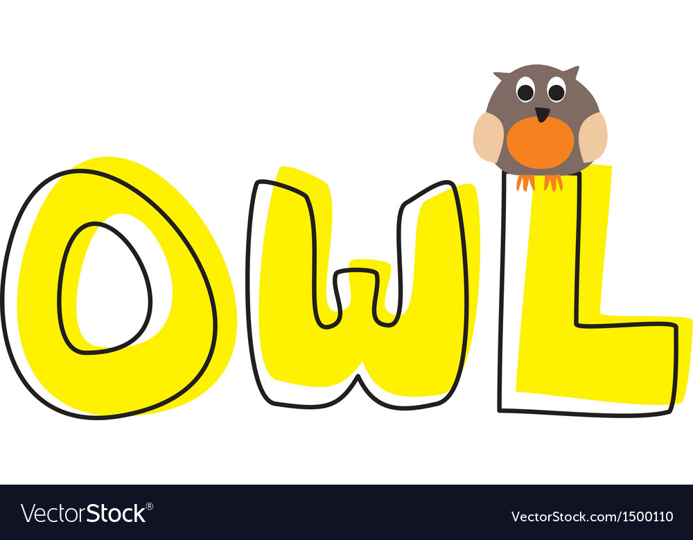 O is for owl school hand drawn word Royalty Free Vector