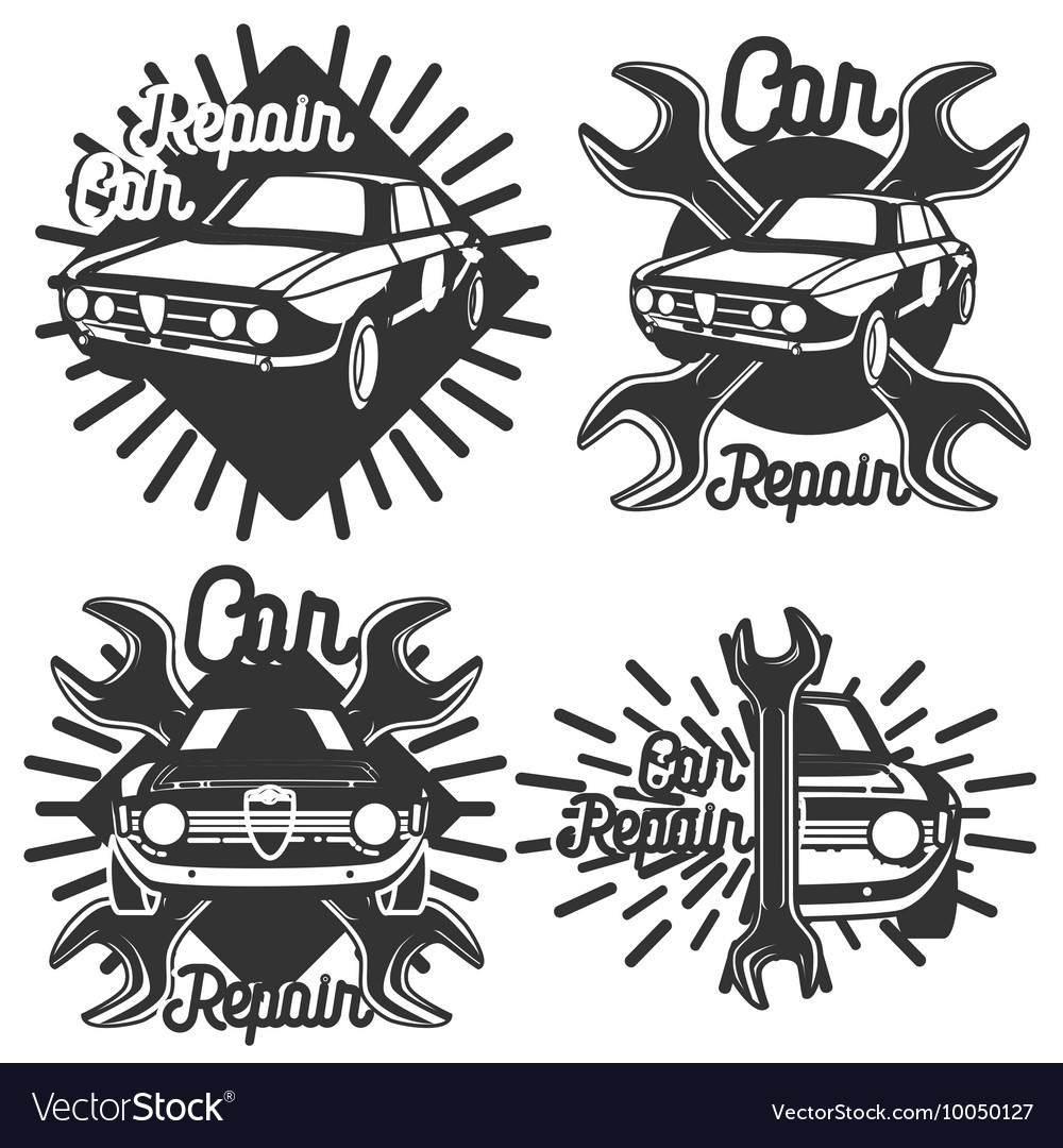Vintage car repair emblems Royalty Free Vector Image