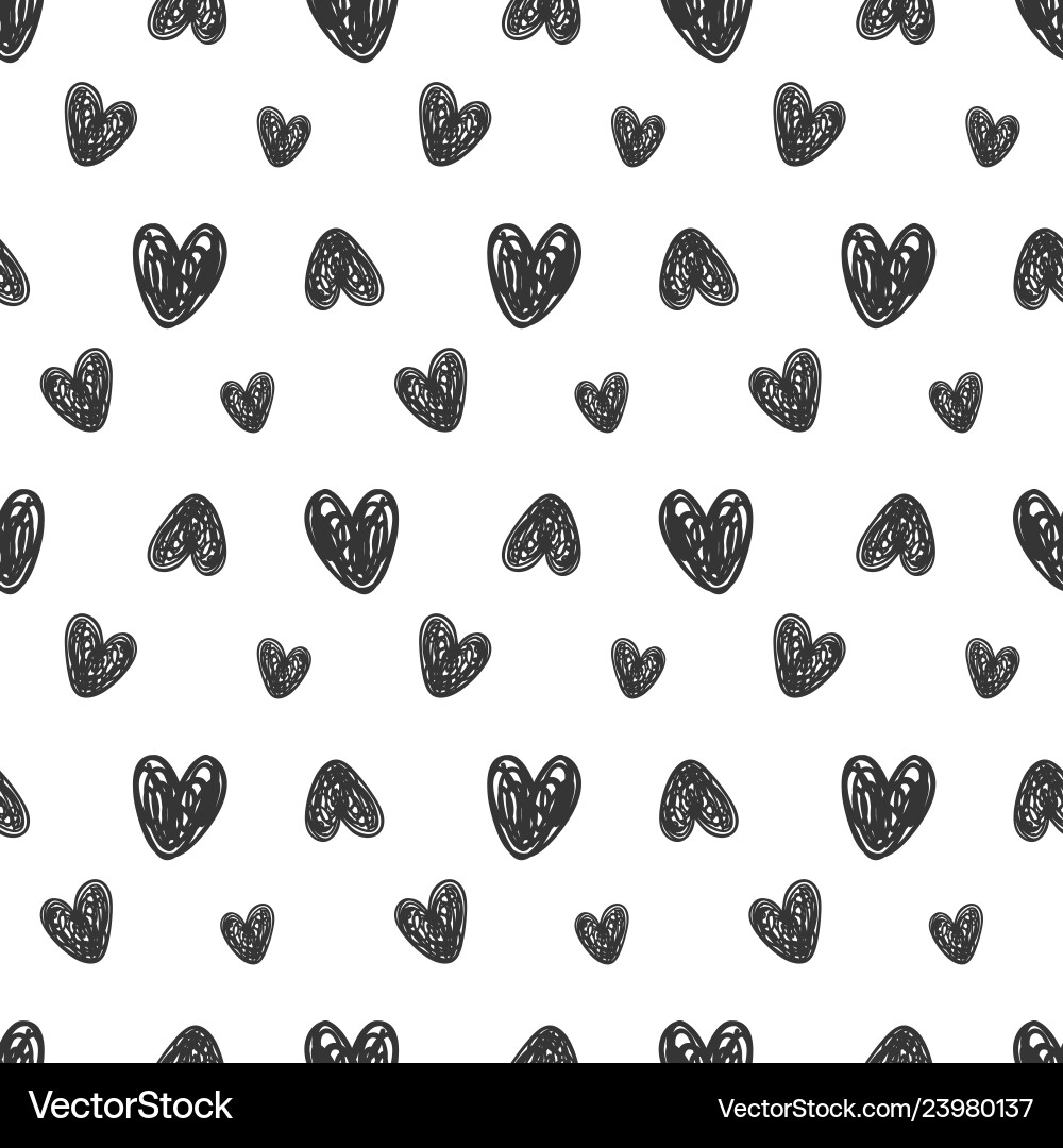 Hand drawn hearts seamless pattern Royalty Free Vector Image