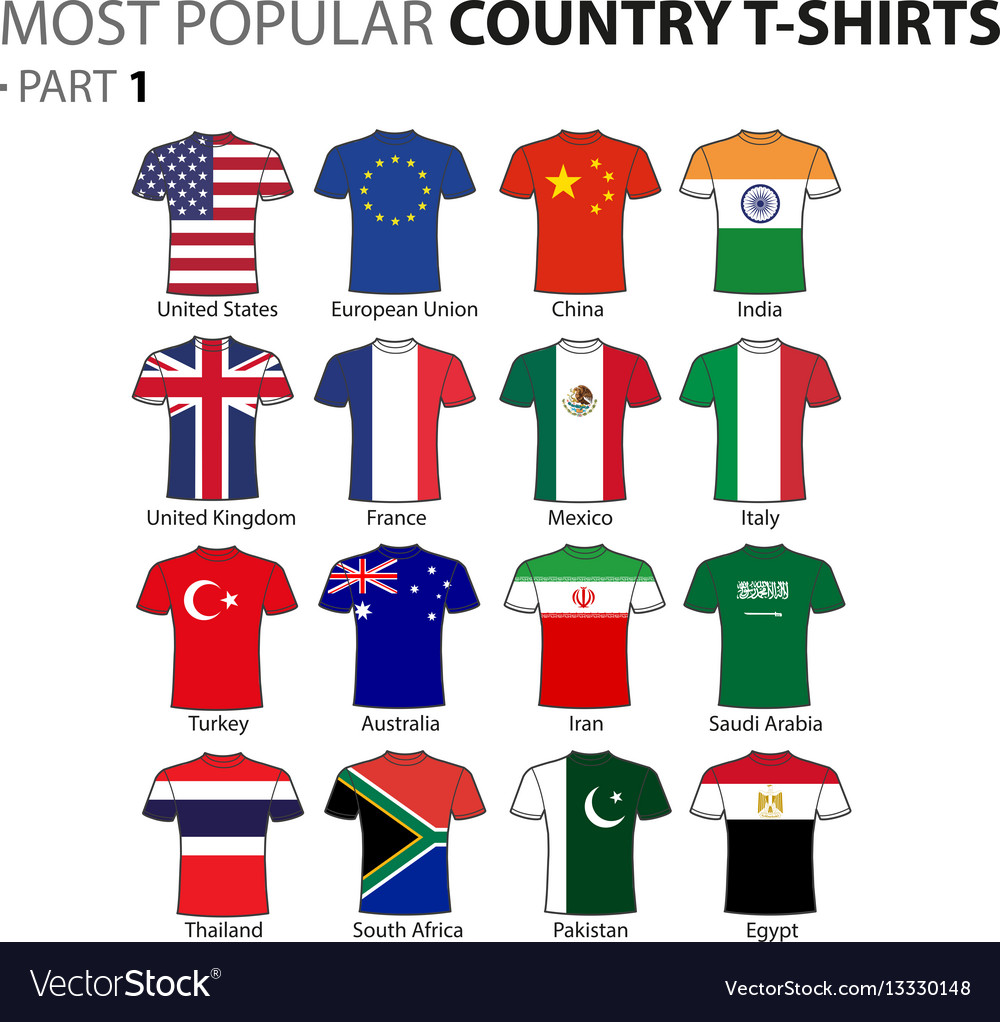 Download Most popular country t-shirts part 1 Royalty Free Vector ...