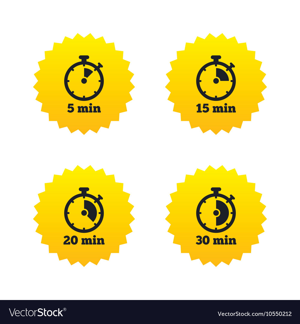 timer icons five minutes stopwatch symbol vector image timer for five minutes