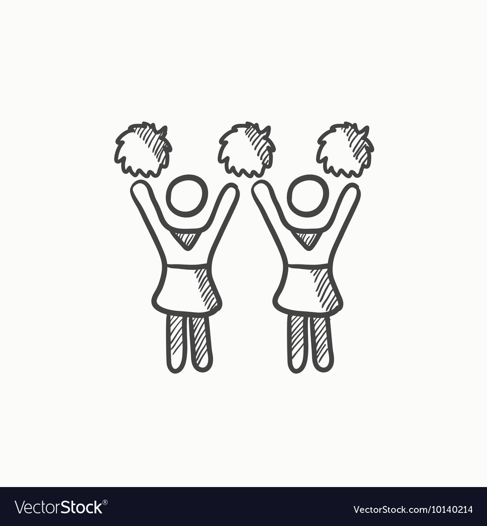cheerleaders sketch icon vector image