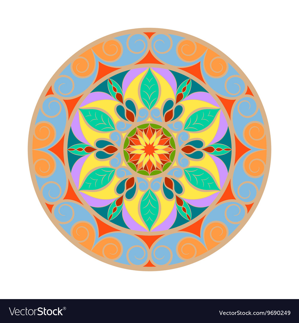 Color Flower Mandala Over White Vector Image
