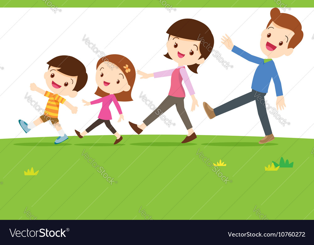 Cute family walking Royalty Free Vector Image VectorStock