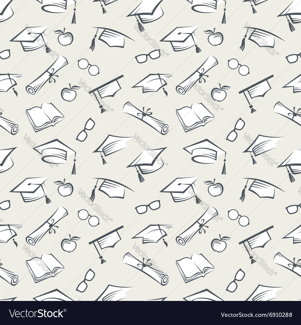 Graduation Caps Background Royalty Free Vector Image