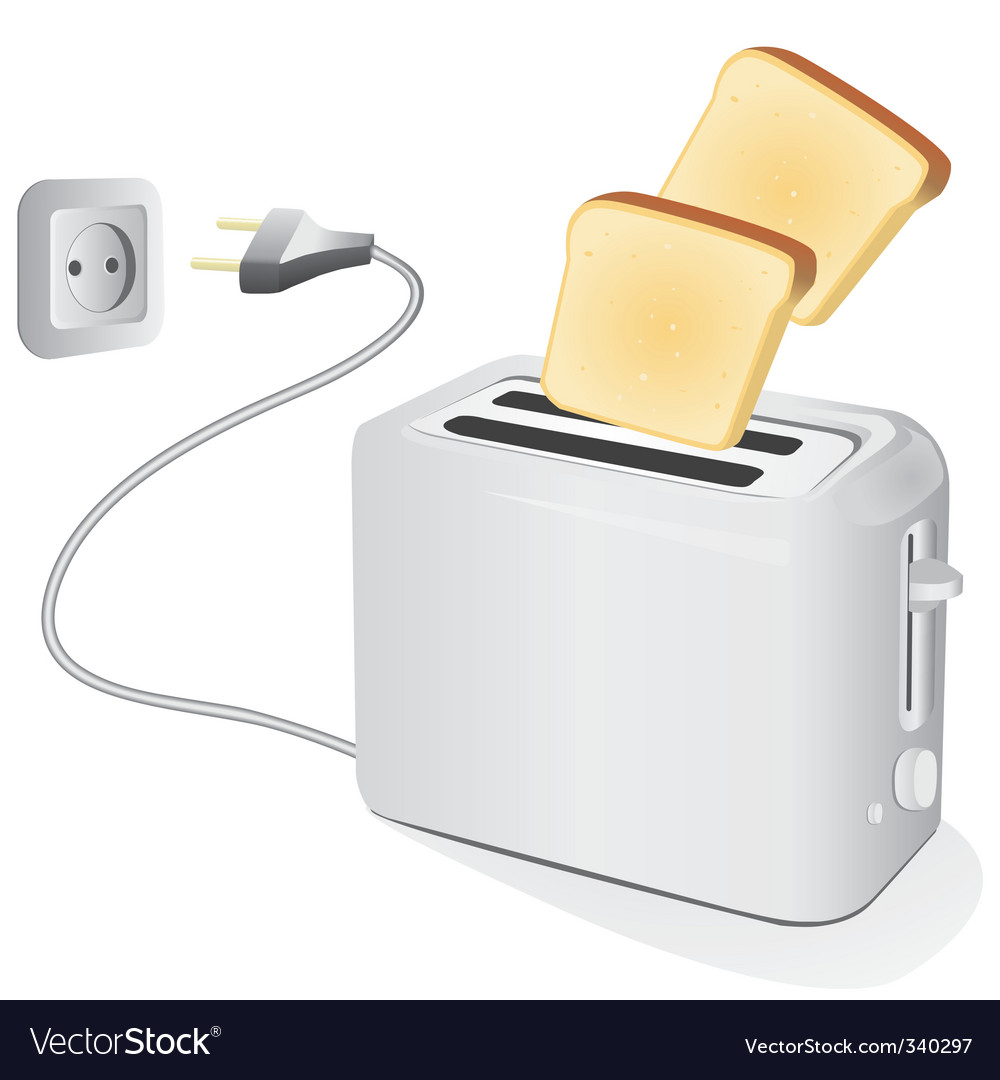 Plastic electric toaster with toast Royalty Free Vector