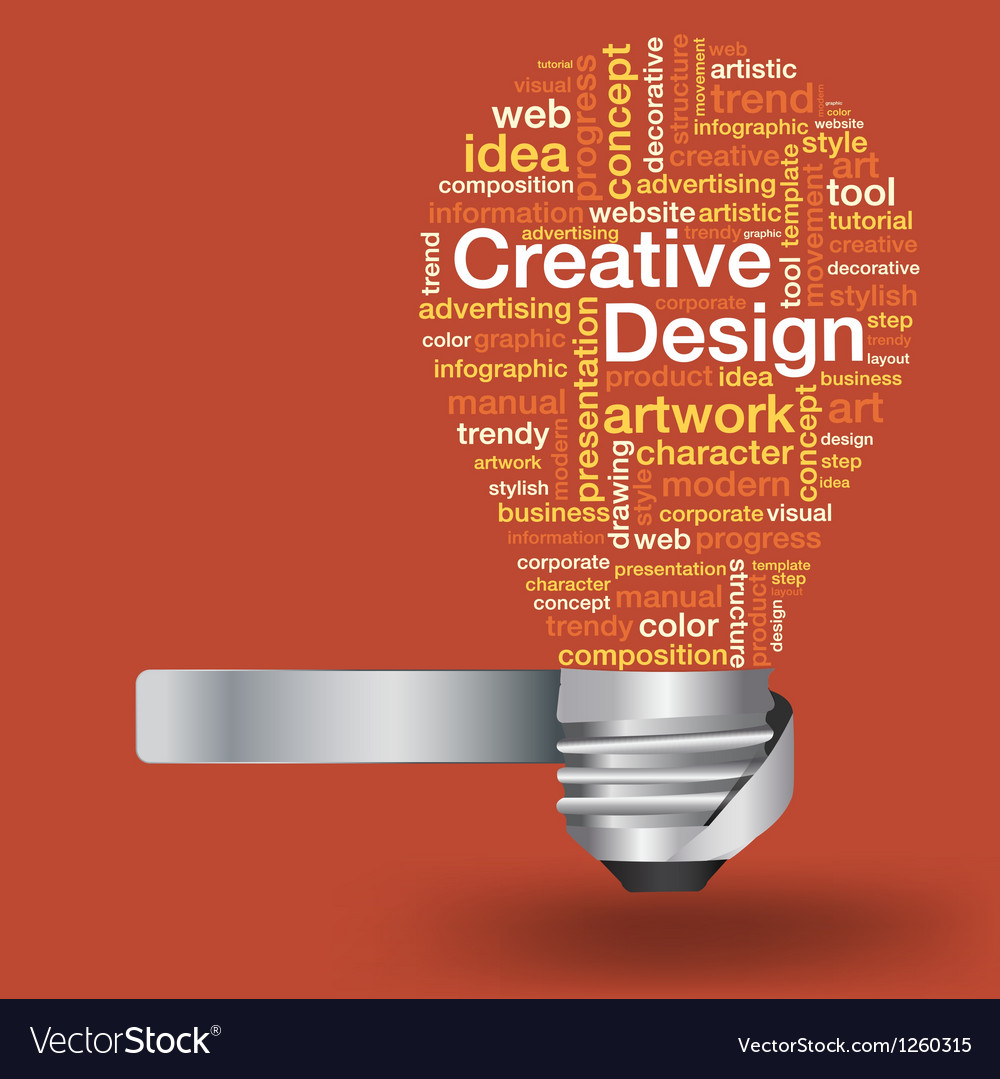 Light bulb with creative design concept word cloud