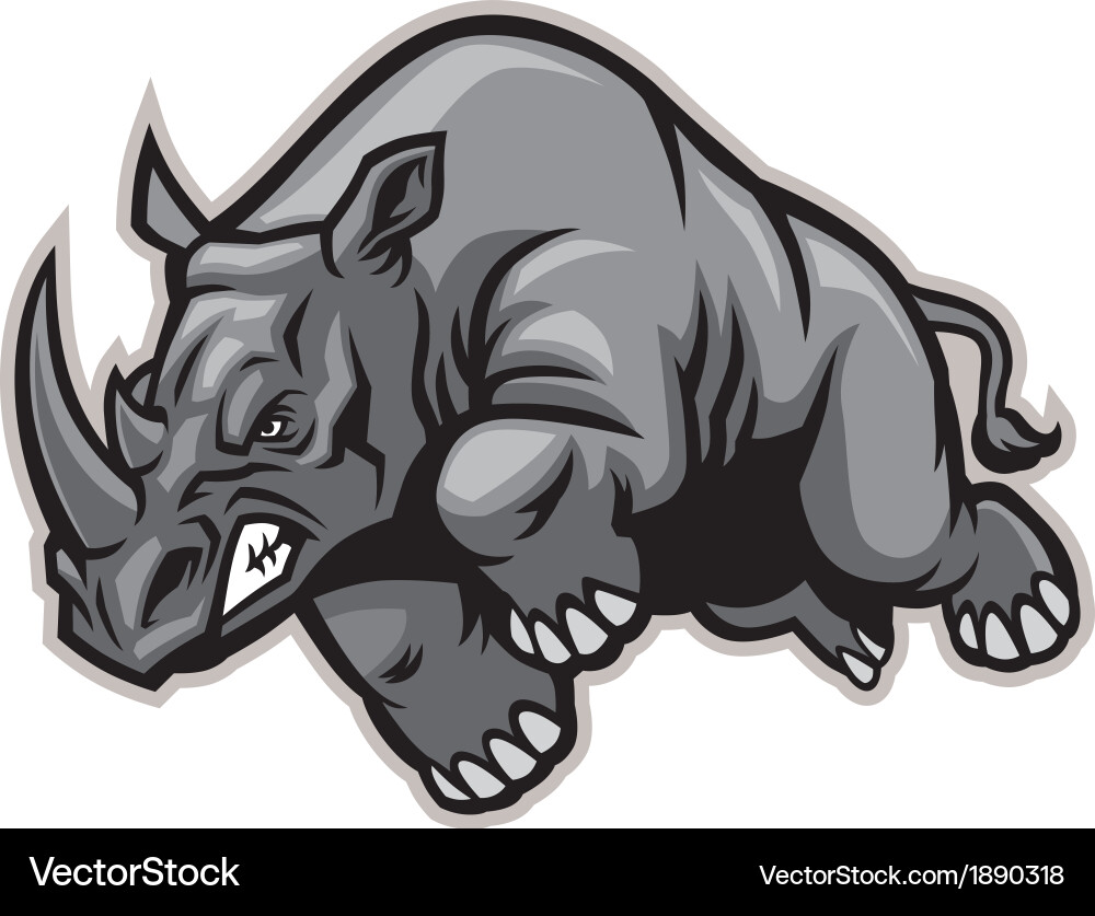 Charging rhino Royalty Free Vector Image - VectorStock