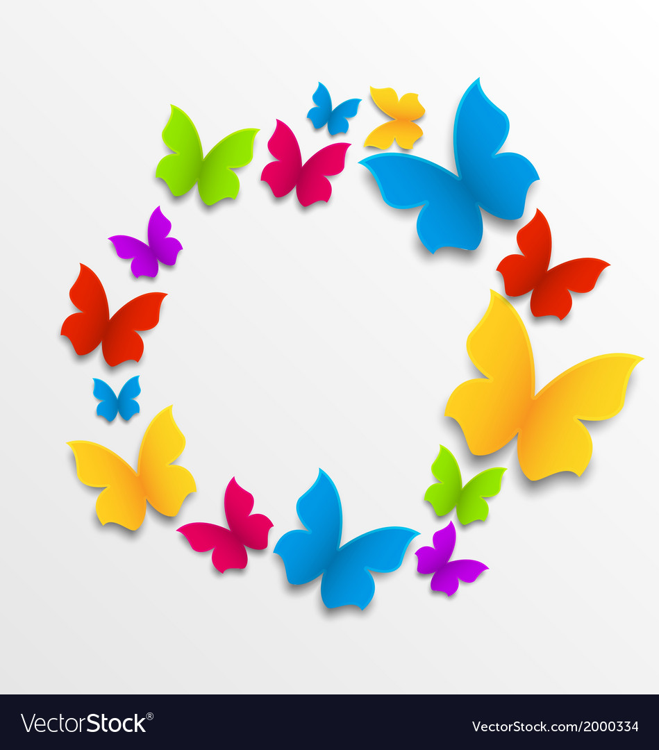 Spring card with colorful butterflies circle Vector Image