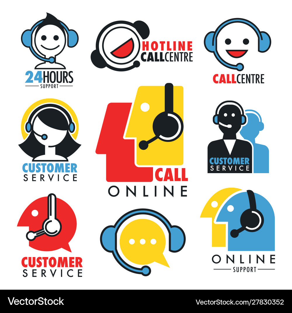 Online support or custom service isolated icons Vector Image