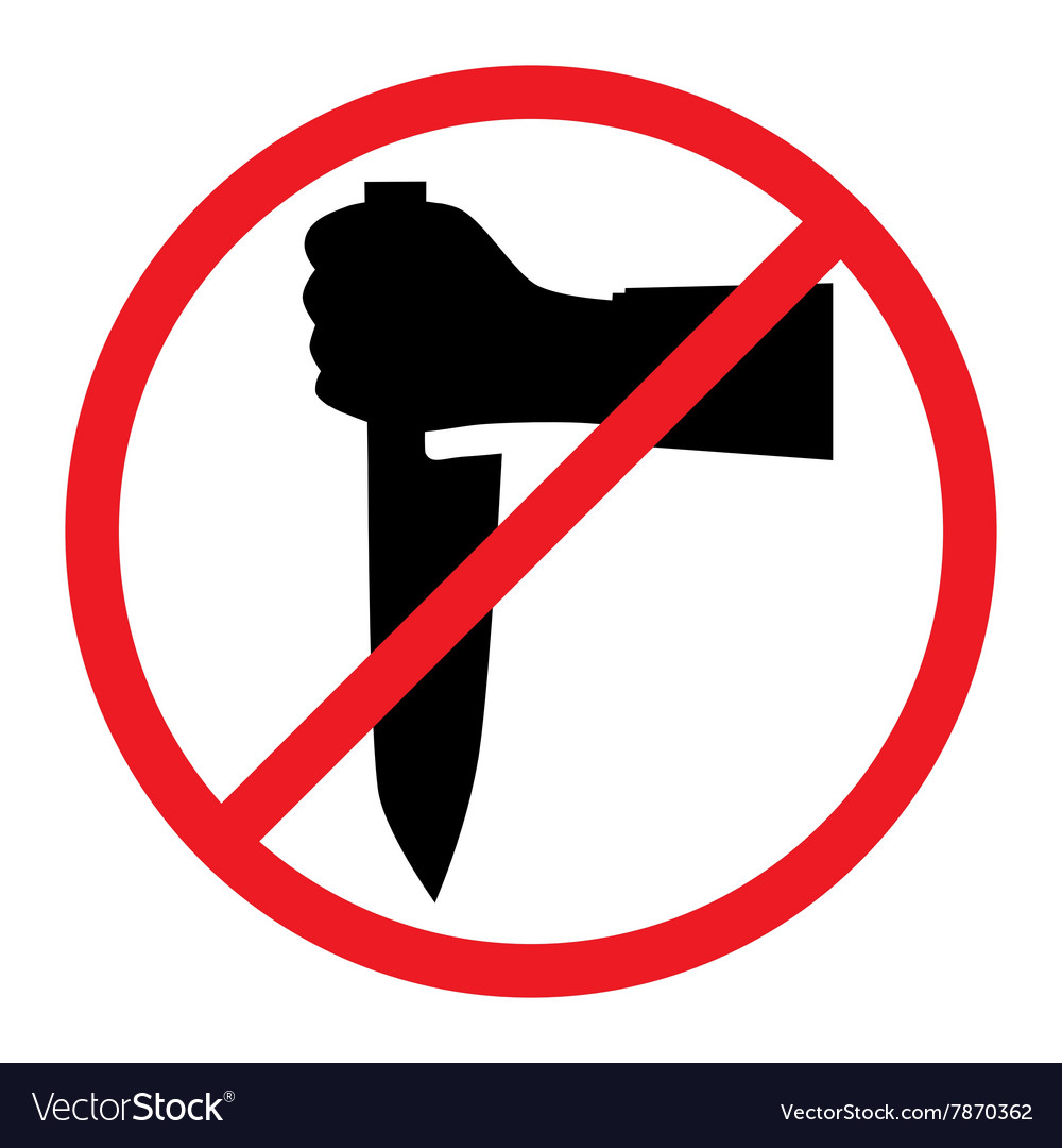 The hand with a knife No Weapons Sign Royalty Free Vector