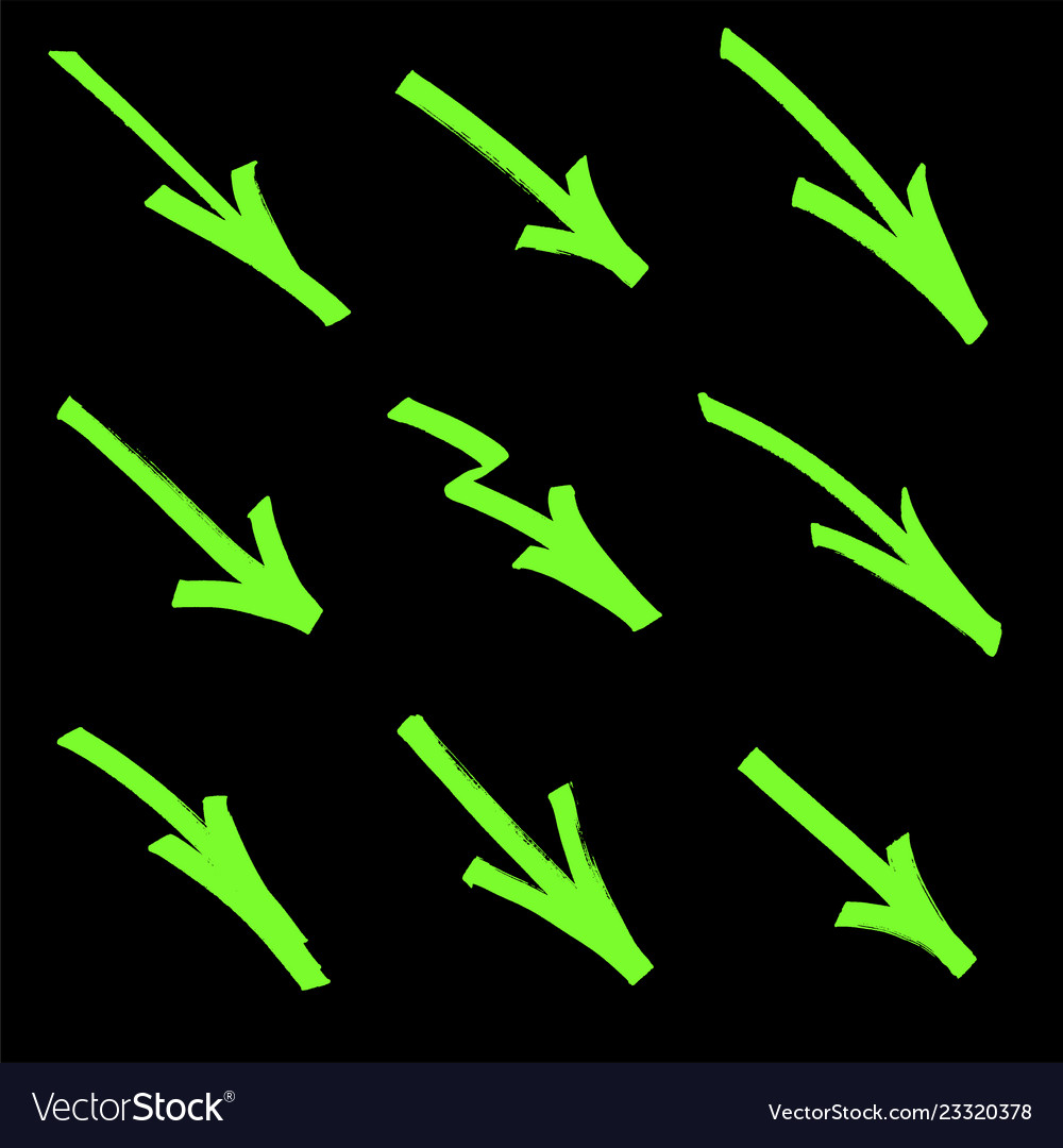Set of graffiti arrows drawn by a green marker Vector Image