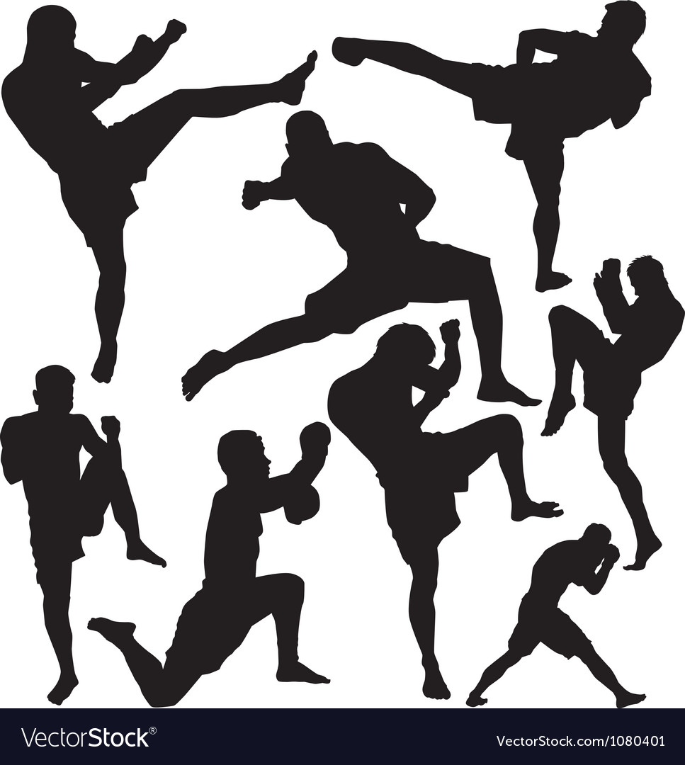 Kickboxing boxing silhouette fight