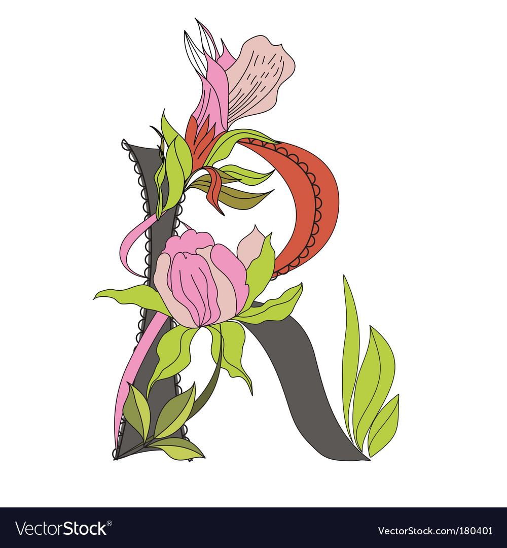Download Floral font 2 letter r Royalty Free Vector Image