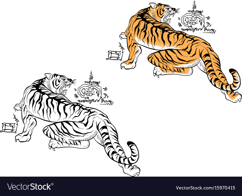 tiger thai tattoo design royalty free vector image tiger thai tattoo design royalty free vector image