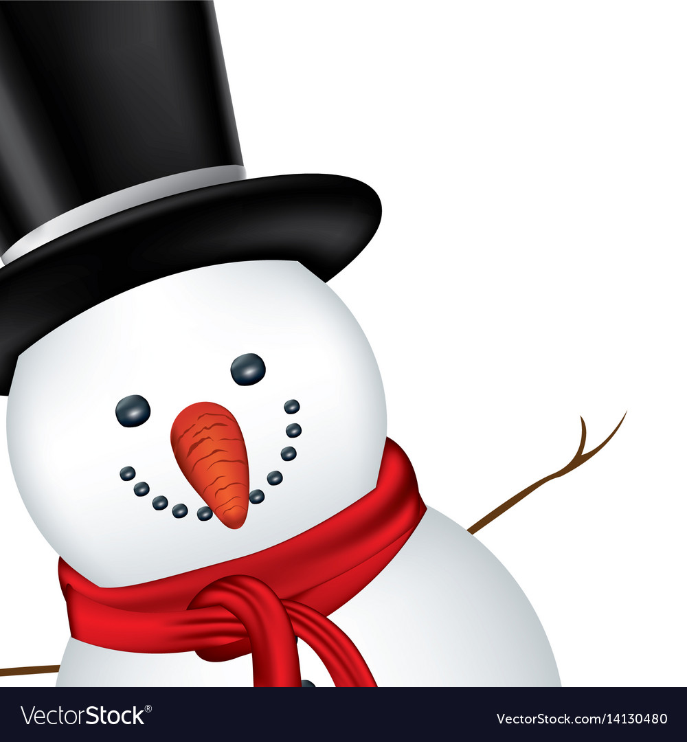 Snowman face with black hat and scarf Royalty Free Vector ...