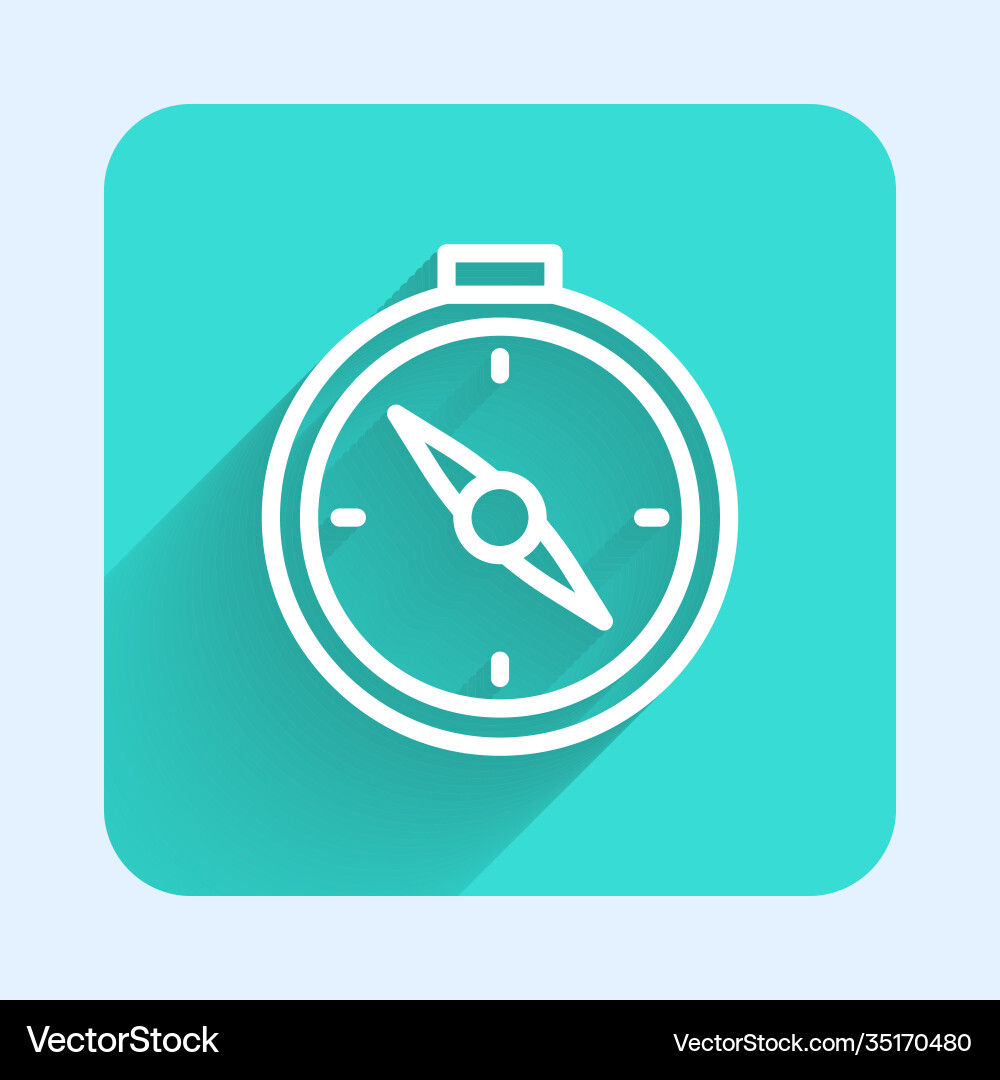 White line compass icon isolated with long shadow Vector Image