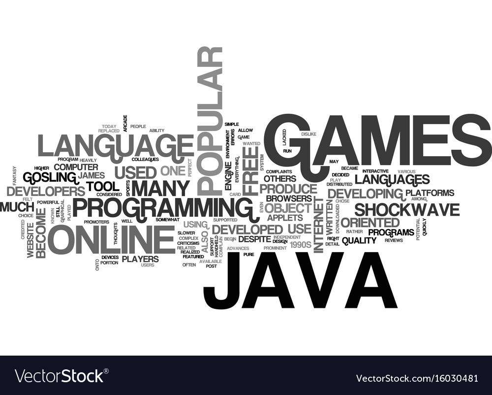 Java Online Games Text Background Word Cloud Vector Image