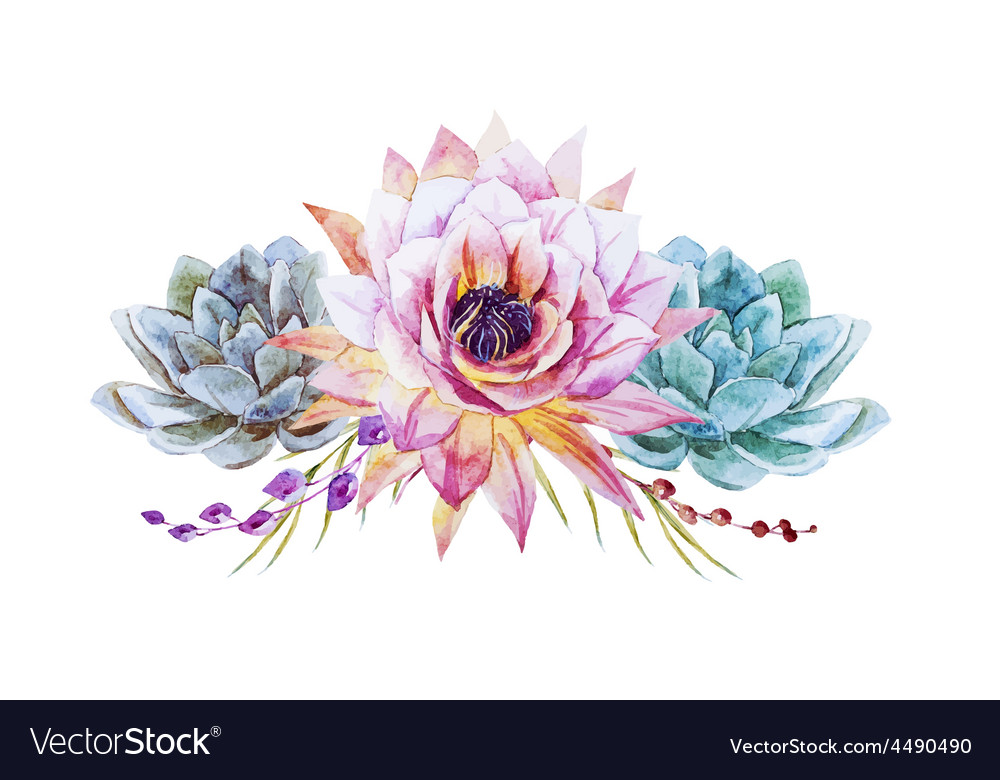 Download Watercolor lotus Royalty Free Vector Image - VectorStock