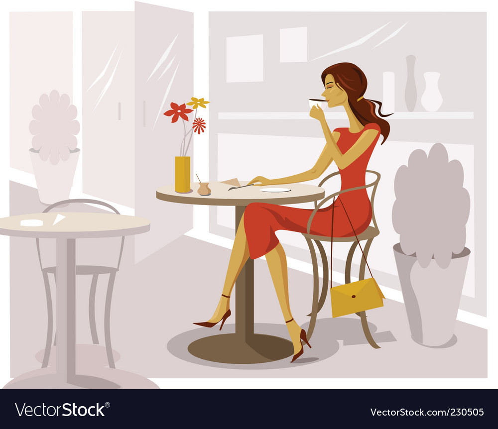 Download Woman drinking coffee Royalty Free Vector Image - VectorStock