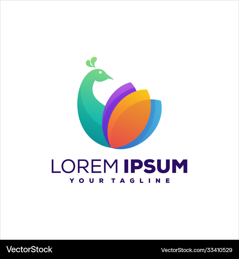 Peacock color gradient logo design Royalty Free Vector Image