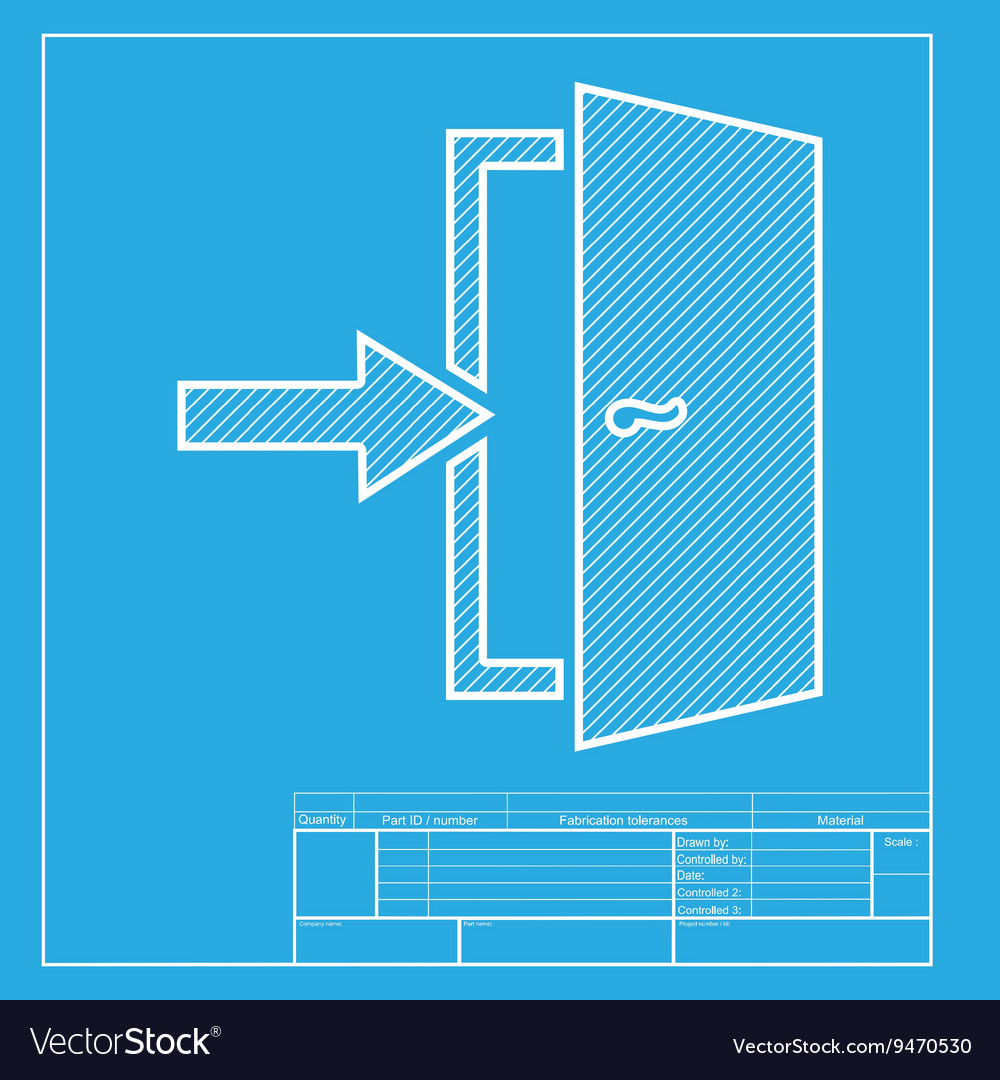 Door Exit sign White section of icon on blueprint Vector Image
