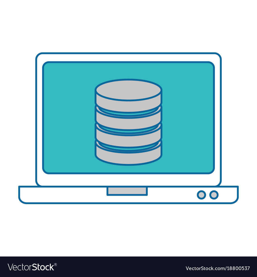 Laptop computer with data disk Royalty Free Vector Image