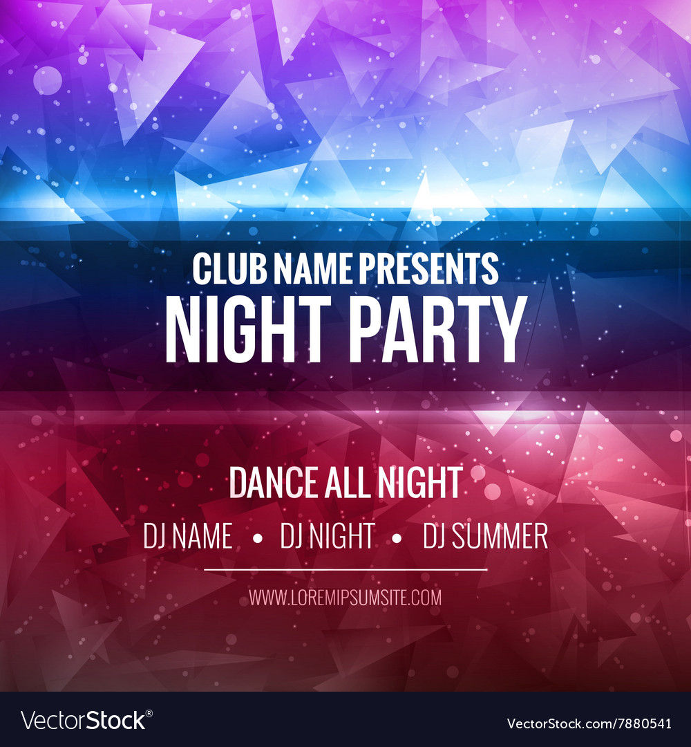 Night Dance Party Poster Background Template Vector Image Night Dance Party Poster Background Template Vector Image